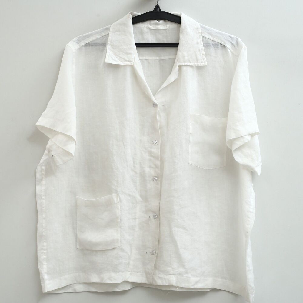 Bode Starry Short Sleeve Men's Shirt Buttondown White Collared Cotton XL 283793